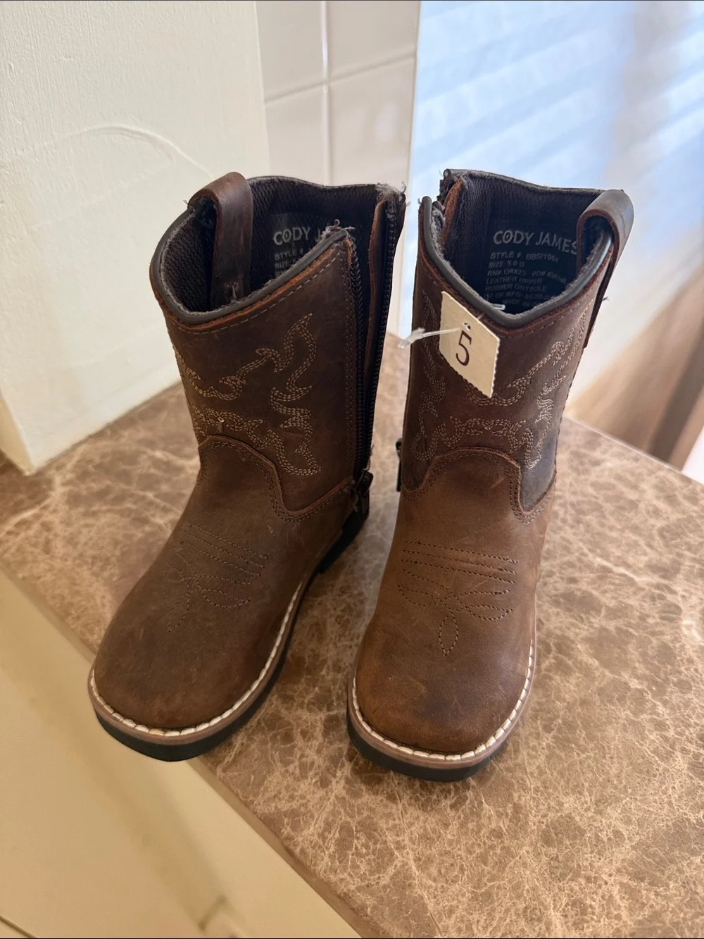 Cody James Brown Kids Western Zip-Up Boots